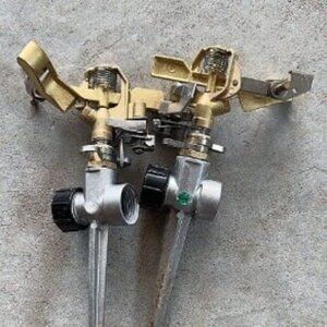 2 Pack Brass Impact Lawn Sprinklers for Yard HeavyDuty Adjustable Sprinkler Head